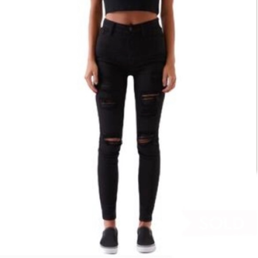 pacsun black ripped jeggings